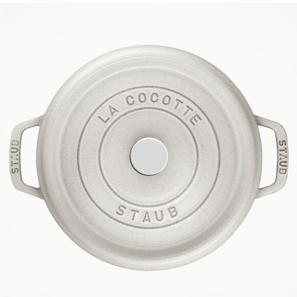 Staub Cast Iron 7QT Round Dutch Oven- White Truffle - Picture 4 of 14